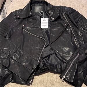 Womens Comme USA Black Zip Up Jacket Vegan Leather NWT